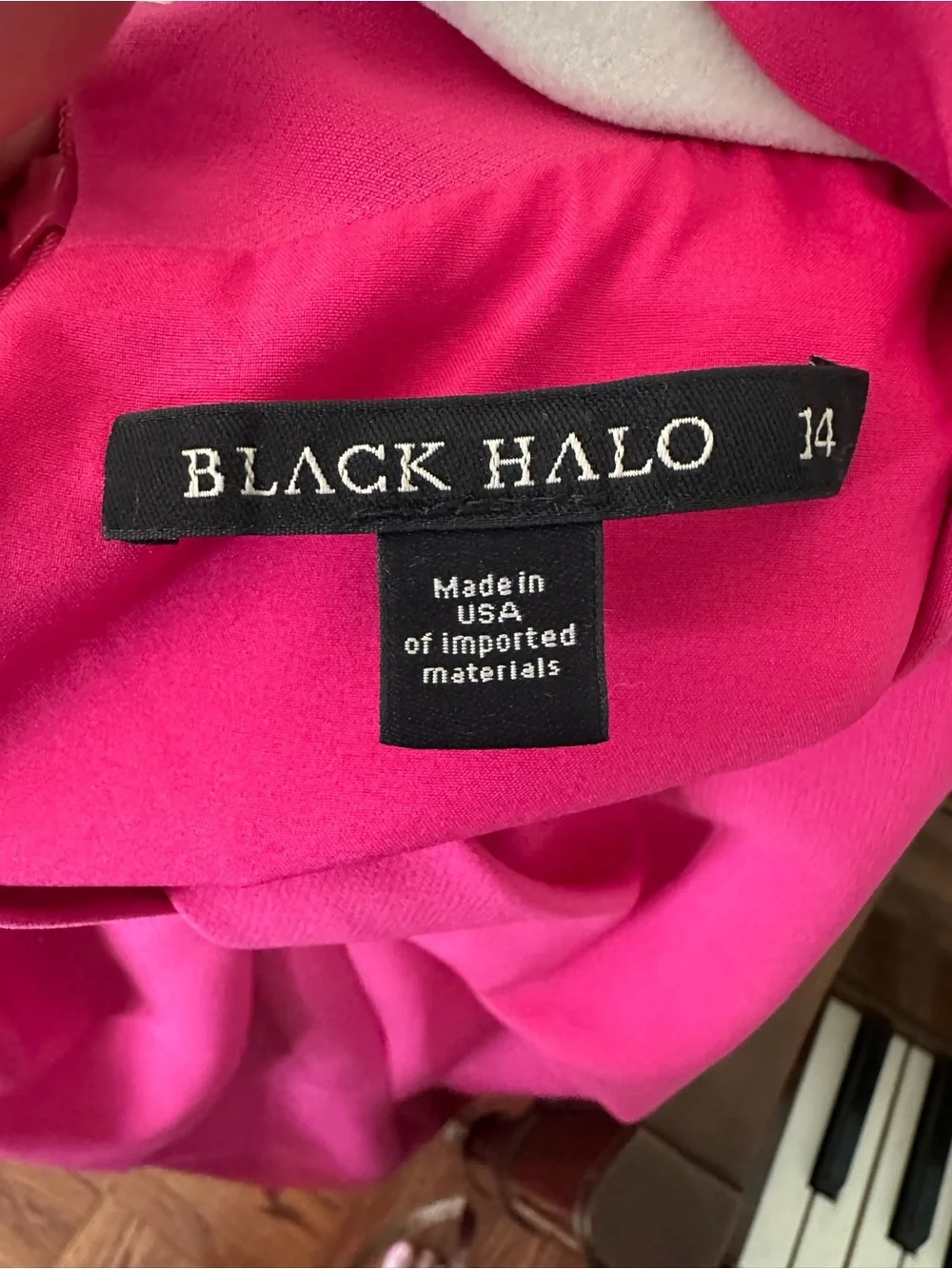 Black Halo Hot Pink Twisted Mock Neck/Halter Sheath Dress